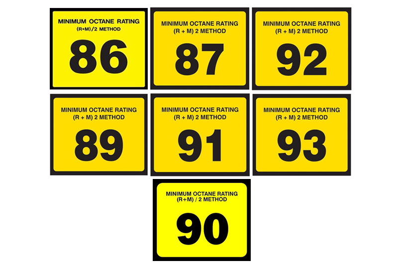 Minimum Octane Rating Sticker 92 
