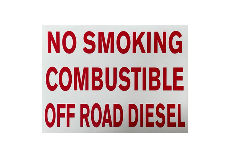 Decal - NO SMOKING, COMBUSTIBLE, OFF ROAD DIESEL