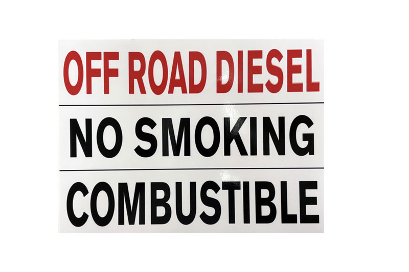 Decal - OFF ROAD DIESEL, NO SMOKING, COMBUSTIBLE