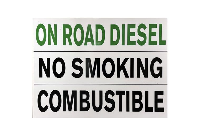 Decal - On Road Diesel, No Smoking, Combustible